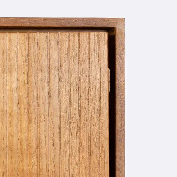Beautiful Hand Grooved Sideboard in Solid Natural Teak Wood - Image 3