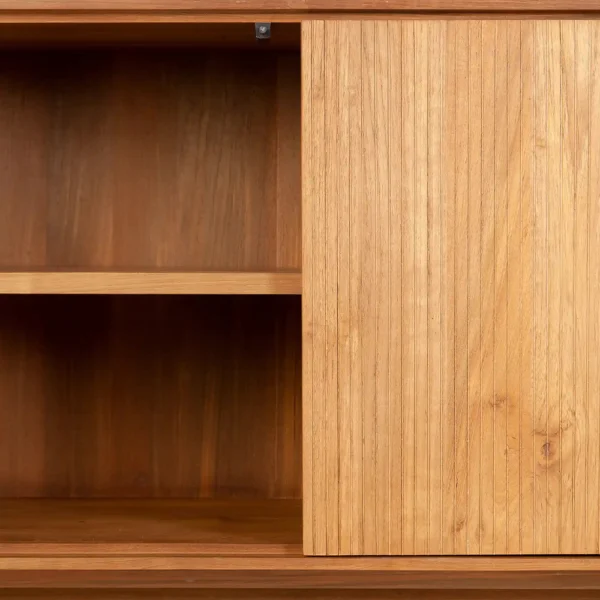 Beautiful Hand Grooved Sideboard in Solid Natural Teak Wood - Image 2