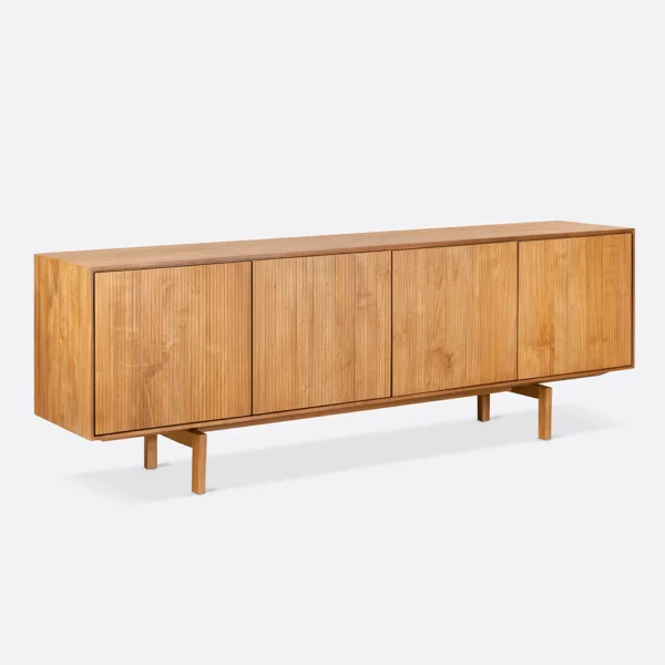 Beautiful Hand Grooved Sideboard in Solid Natural Teak Wood - Image 5