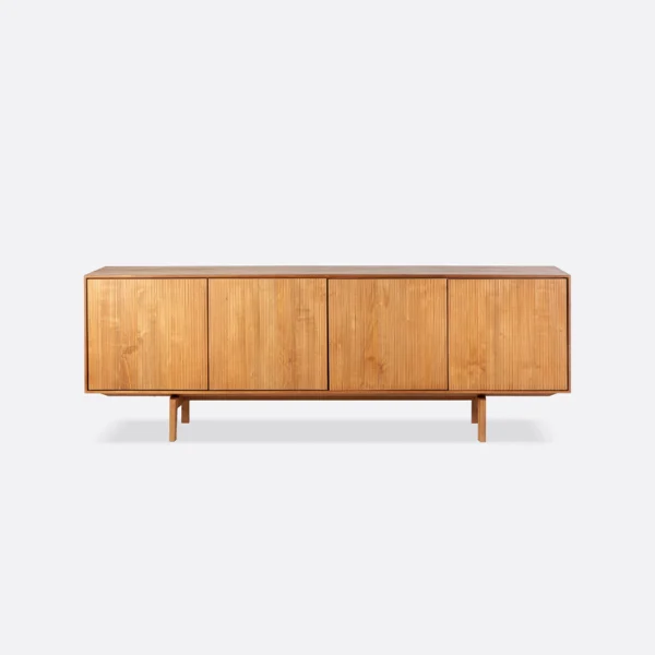 Beautiful Hand Grooved Sideboard in Solid Natural Teak Wood