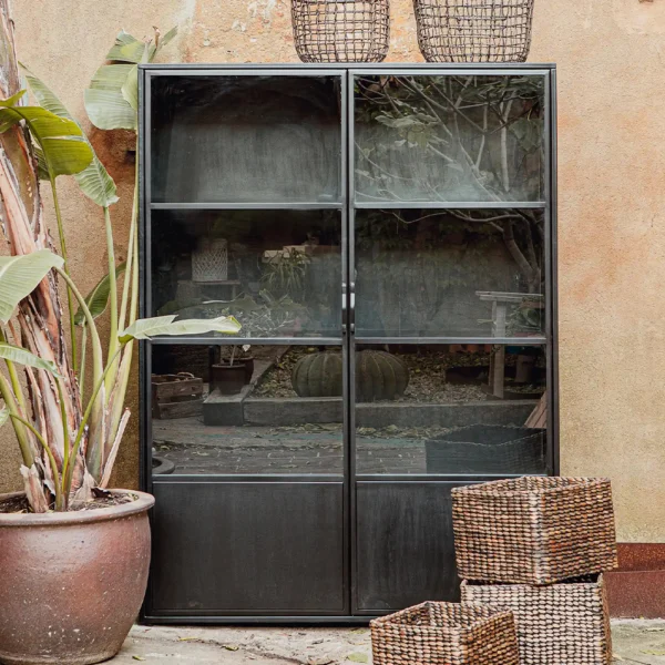 Hand Crafted Black Iron and Glass Display Cabinet - Image 6