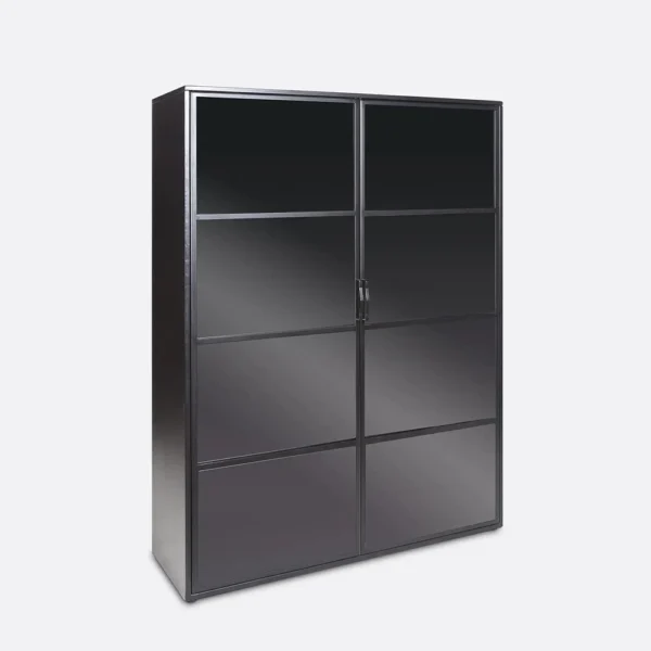 Hand Crafted Black Iron and Glass Display Cabinet - Image 2
