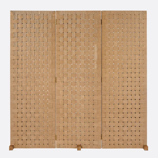 Elegant Solid Natural Teak Wood and Paper Cord Divider