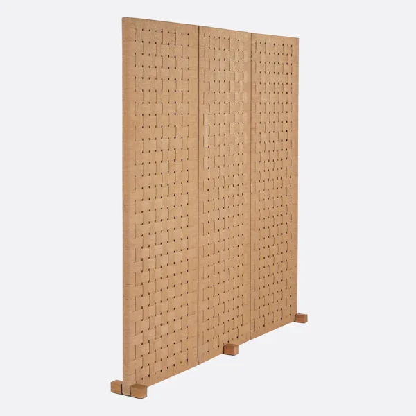 Elegant Solid Natural Teak Wood and Paper Cord Divider - Image 2