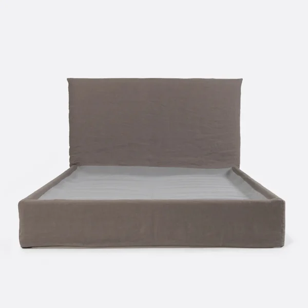 Stylish Bed Base with Integrated Headboard and Removable Linen Covers - Available in Two Sizes and Five Linen Colours - Image 2