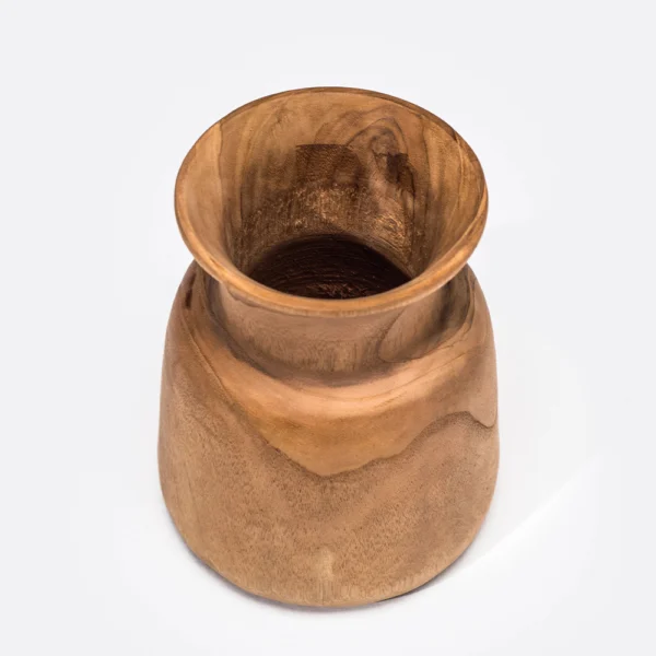 Reclaimed Natural Sanded Teak Wood Vase - Image 2