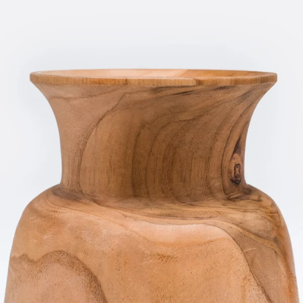 Reclaimed Natural Sanded Teak Wood Vase - Image 3
