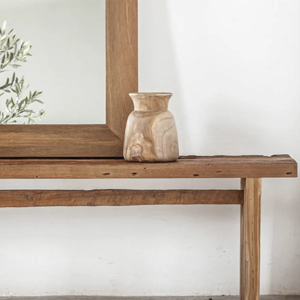 Reclaimed Natural Sanded Teak Wood Vase - Image 4