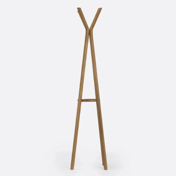 Sculptural Coat in Solid Natural Teak Wood Stand – Image 3