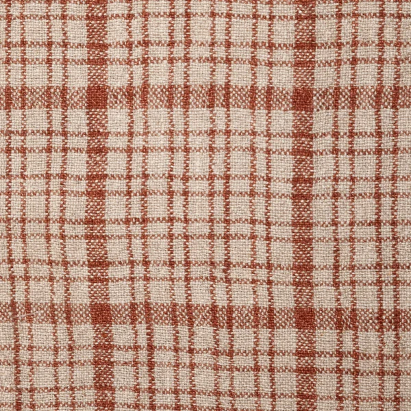 High Quality Linen with Natural and Terracota Stripes Plaid - Image 2