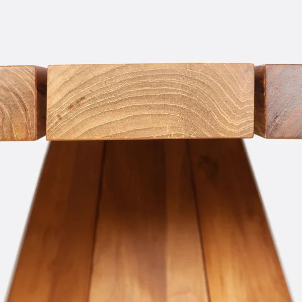 Stunning Solid Natural Teak Wood Outdoor Dining Table with Geometric Base - Image 2