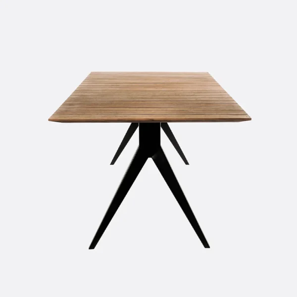 Reclaimed Solid Natural Teak Wood and Iron Legs Outdoor Dining Table - Image 4