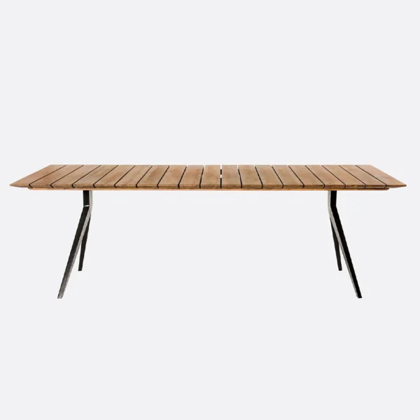 Reclaimed Solid Natural Teak Wood and Iron Legs Outdoor Dining Table