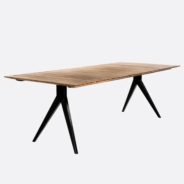 Reclaimed Solid Natural Teak Wood and Iron Legs Outdoor Dining Table - Image 2