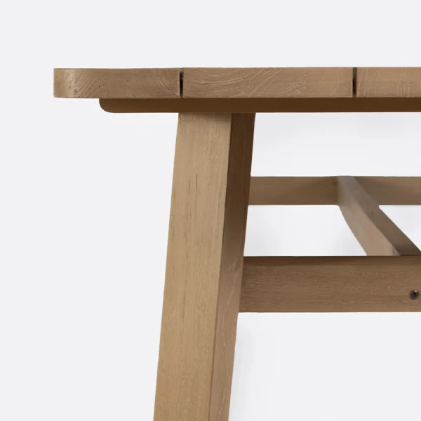 Weathered Finish Natural Teak Wood Outdoor Dining Table - Image 7