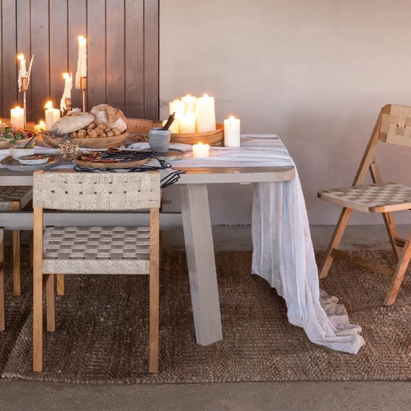 Weathered Finish Natural Teak Wood Outdoor Dining Table - Image 8