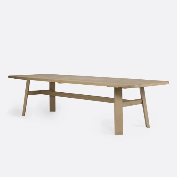 Weathered Finish Natural Teak Wood Outdoor Dining Table - Image 3