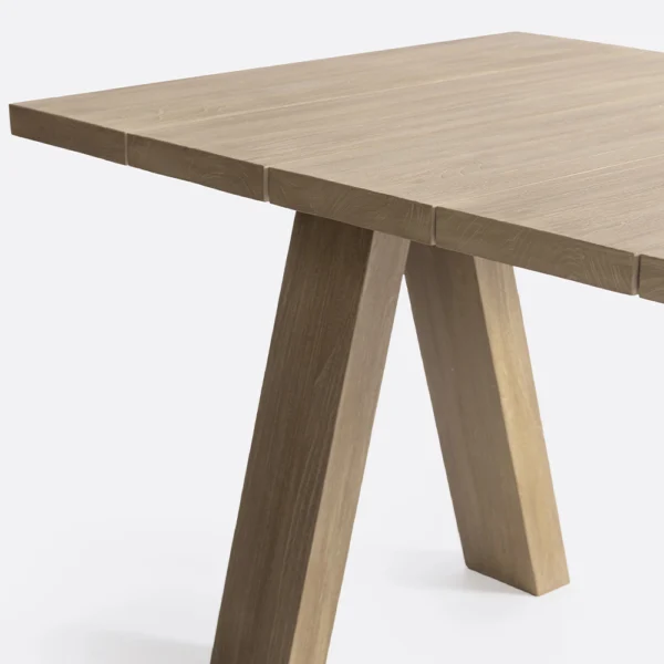 Rustic Solid Natural Teak Wood Outdoor Dining Table - Image 4