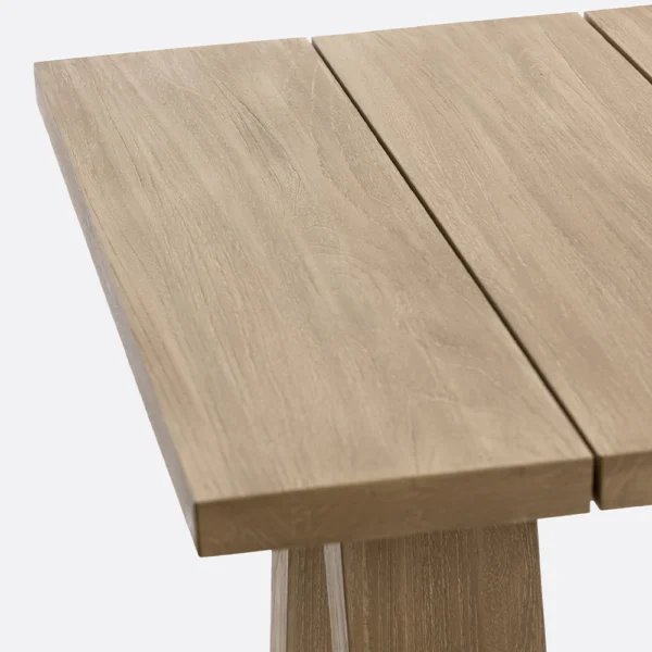 Rustic Solid Natural Teak Wood Outdoor Dining Table - Image 5