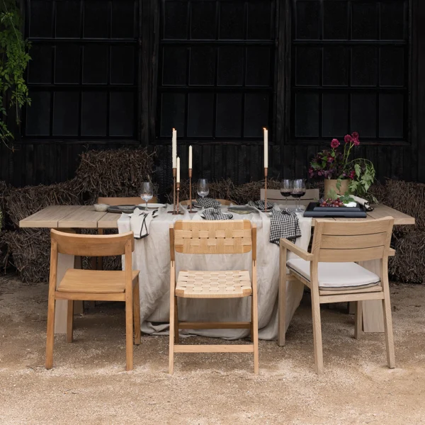 Rustic Solid Natural Teak Wood Outdoor Dining Table - Image 6