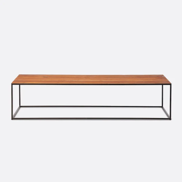 Solid Natural Teak Wood and Iron Outdoor Coffee Table