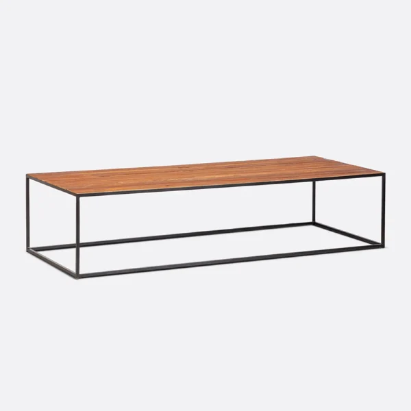 Solid Natural Teak Wood and Iron Outdoor Coffee Table - Image 3