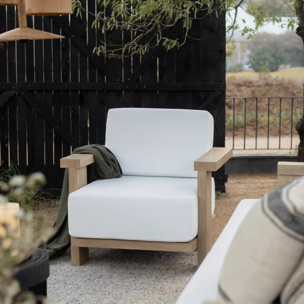 Rustic Geometric Teak Wood Outdoor Sofa - Available in Two Colours and Two Sizes - Image 3