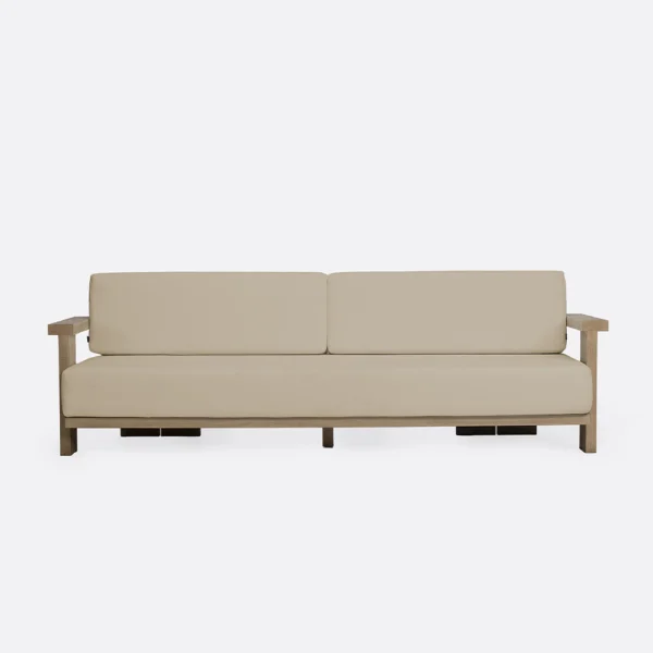 Rustic Geometric Teak Wood Outdoor Sofa - Available in Two Colours and Two Sizes