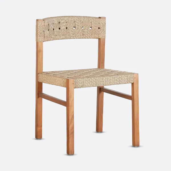 Natural Teak Wood with Hand-Woven Cord Outdoor Chair and Armchair - Available in Two Colours and Two Sizes - Image 3
