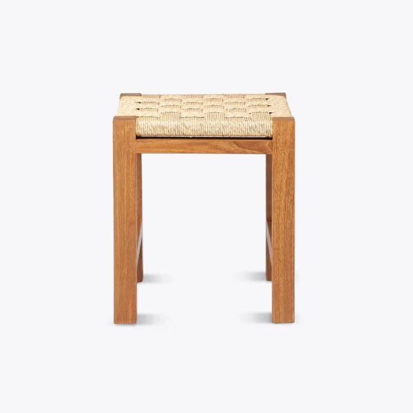 Rustic Natural Teak Wood Outdoor Stool - Image 4