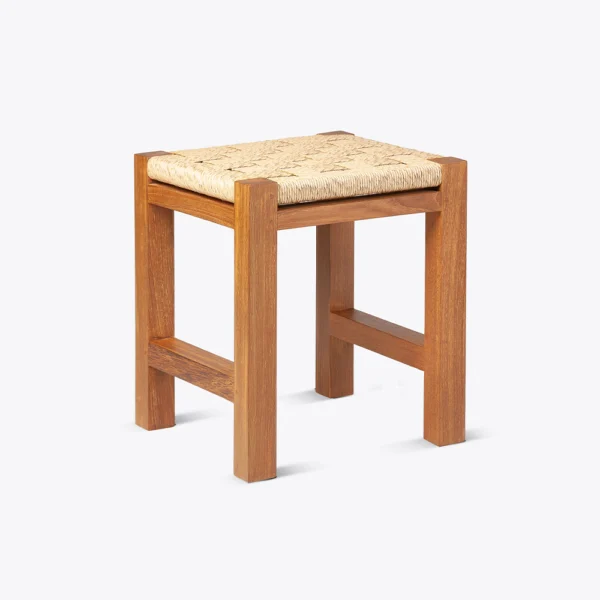 Rustic Natural Teak Wood Outdoor Stool - Image 6