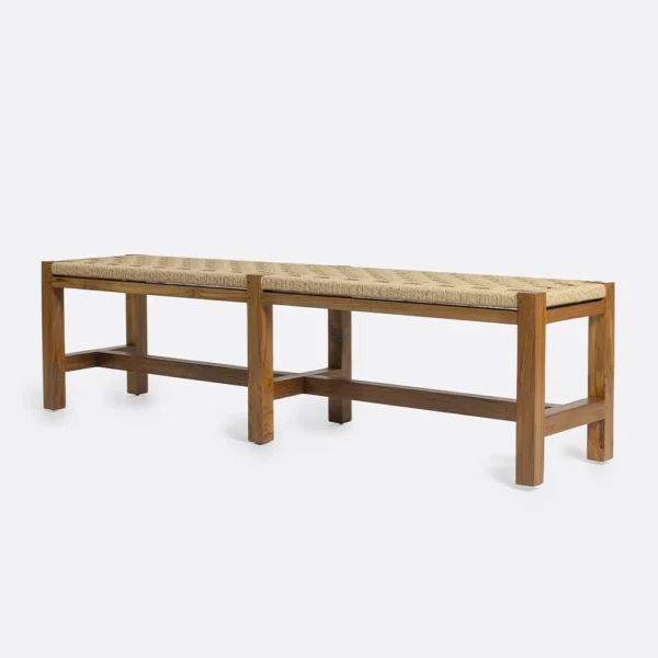Rustic Natural Teal Wood Outdoor Bench - Image 2