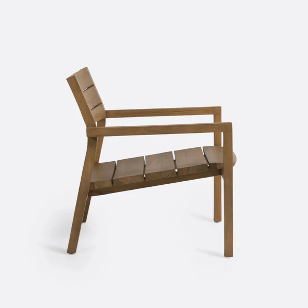 Rustic Solid Teak Wood Outdoor Lounge Chair - Image 4