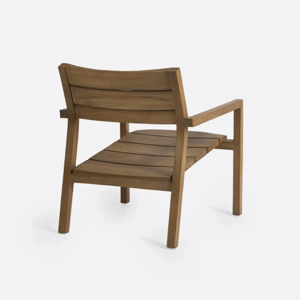 Rustic Solid Teak Wood Outdoor Lounge Chair - Image 5