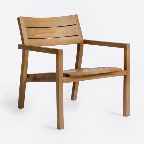 Rustic Solid Teak Wood Outdoor Lounge Chair - Image 2