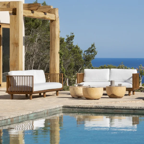 Natural Reclaimed Teak Wood Outdoor Sun Lounger / Sofa / Sunbed - Image 10