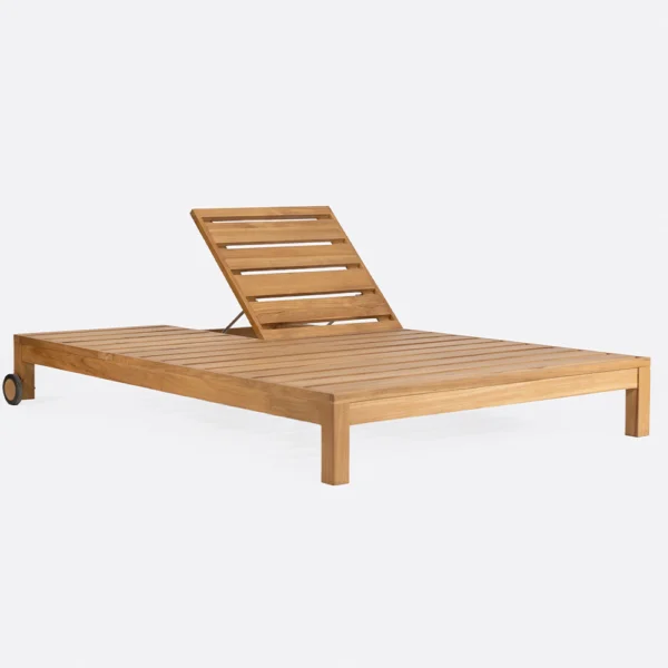 Minimalist Teak Wood with Mattress Outdoor Sunbed - Available in Two Colours and Two Sizes - Image 8
