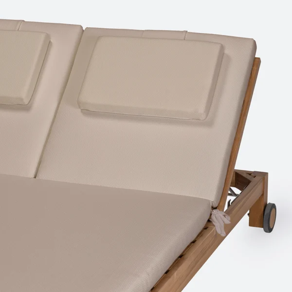 Minimalist Teak Wood with Mattress Outdoor Sunbed - Available in Two Colours and Two Sizes - Image 5