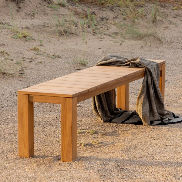 Iconic Solid Natural Teak Wood Outdoor Bench - Image 6