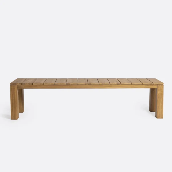 Iconic Solid Natural Teak Wood Outdoor Bench