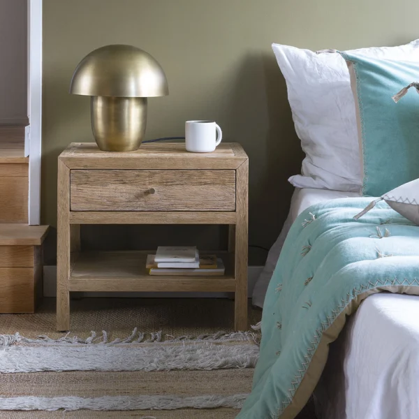 Natural Wood Grain Bedside Table - Image 8