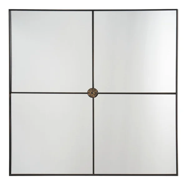 Sophisticated Black Metal Square Mirror