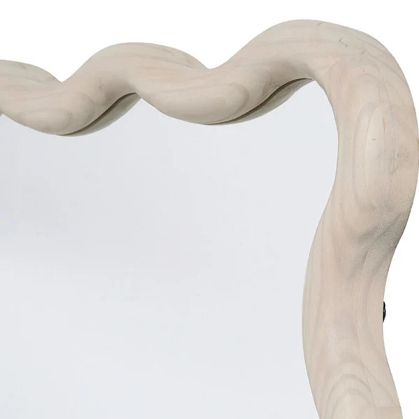 Elegant Wave Shape Bleached Wood Mirror - Image 2