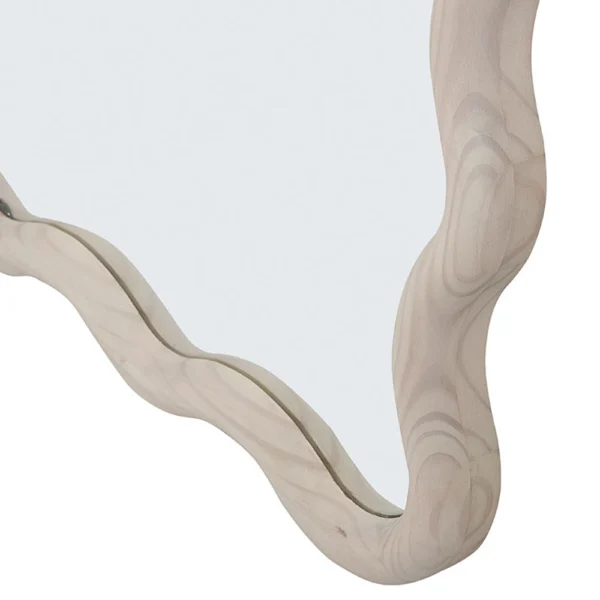 Elegant Wave Shape Bleached Wood Mirror - Image 3