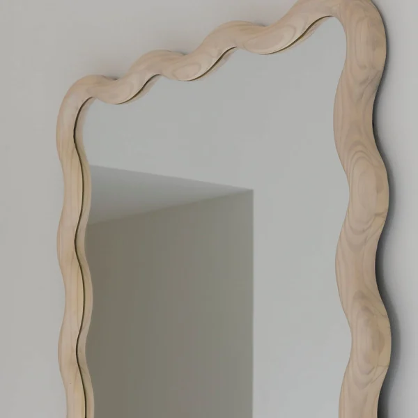 Elegant Wave Shape Bleached Wood Mirror - Image 5