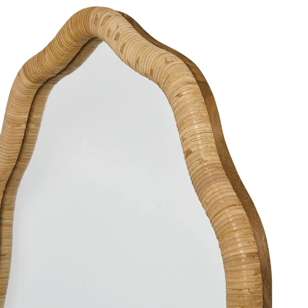 Artisanal Curved Rattan Wall Mirror - Image 2
