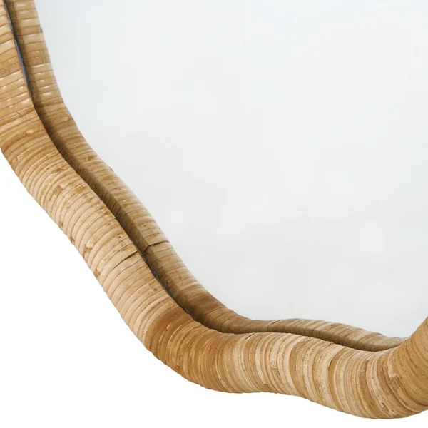 Artisanal Curved Rattan Wall Mirror - Image 3