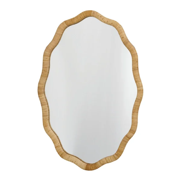 Artisanal Curved Rattan Wall Mirror