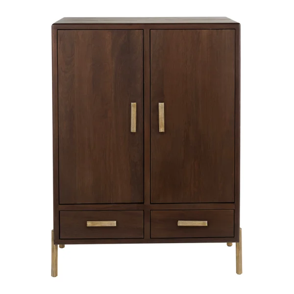 High Sideboard in Waxed Mango Wood with Walnut Finish