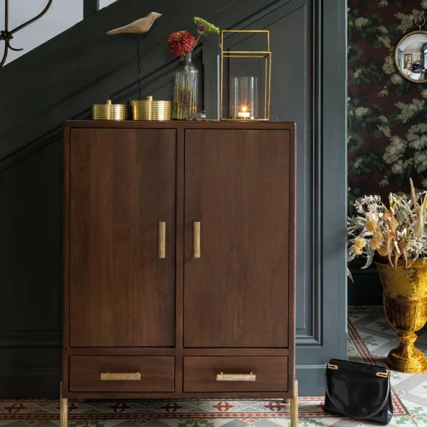 High Sideboard in Waxed Mango Wood with Walnut Finish - Image 5